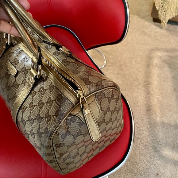 AUTHENTIC GUCCI BOSTON JOY PEWTER BROWN COATED BRONZE BAG - Picture 7 of 15